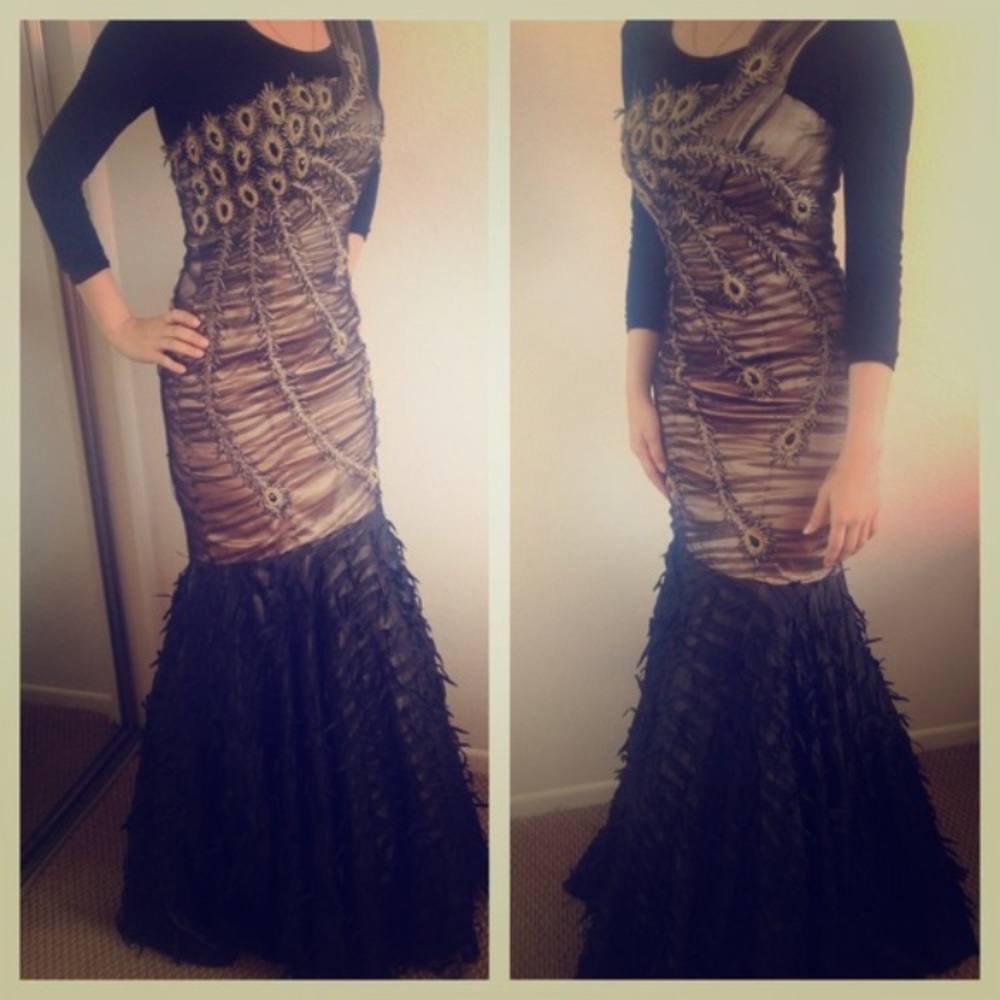Black and Gold Mermaid Dress